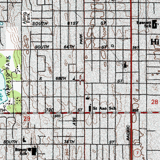 Topographic Map of Park Avenue Center School, WA