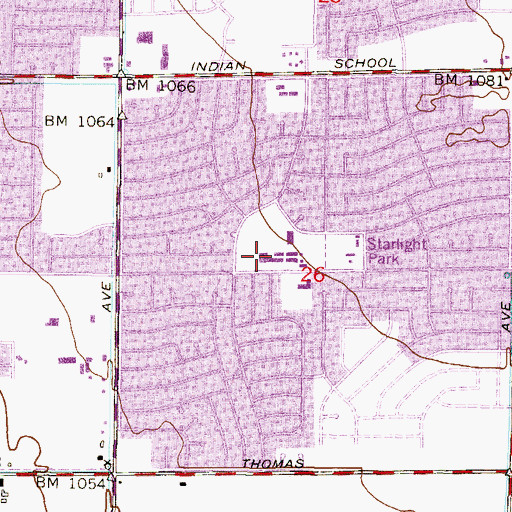 Topographic Map of Starlight Park School, AZ