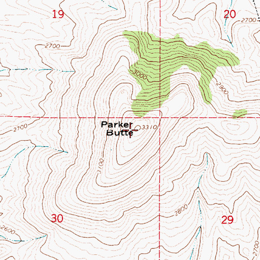 Topographic Map of Parker Butte, WA