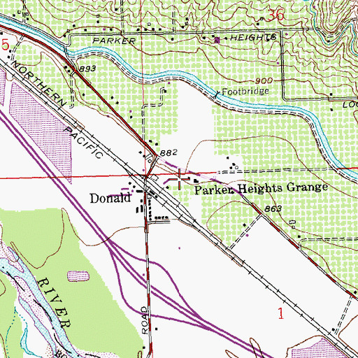 Topographic Map of Parker Heights Grange, WA