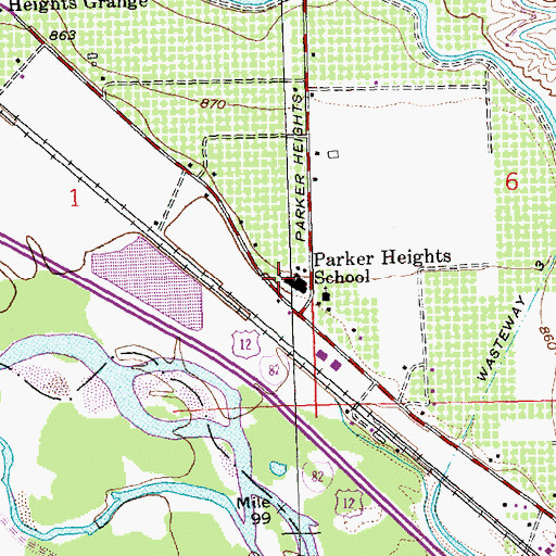 Topographic Map of Parker Heights School, WA