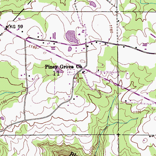 Topographic Map of Piney School (historical), AL