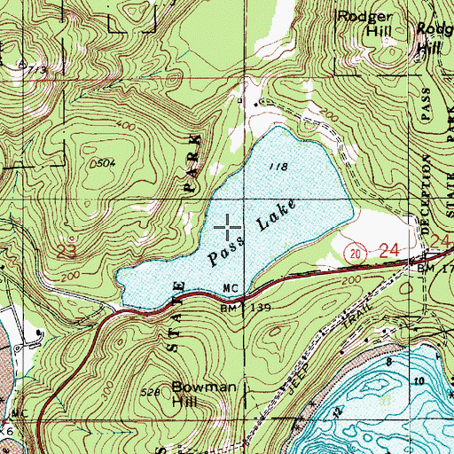 Topographic Map of Pass Lake, WA