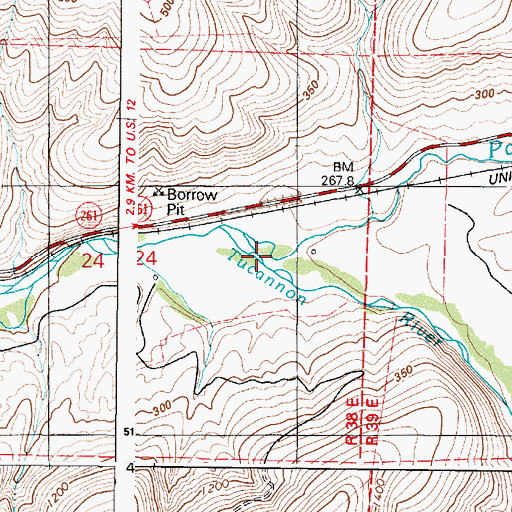 Topographic Map of Pataha Valley, WA
