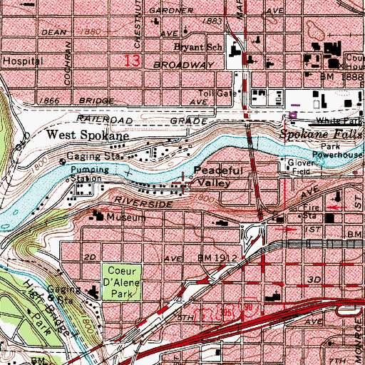 Topographic Map of Peaceful Valley, WA