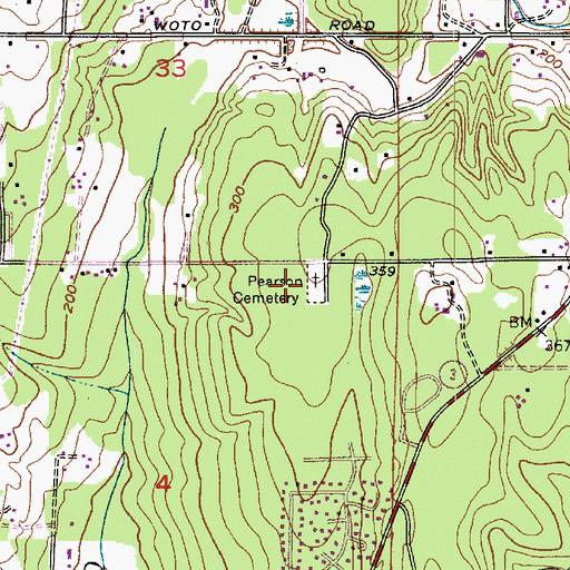 Topographic Map of Pearson Cemetery, WA
