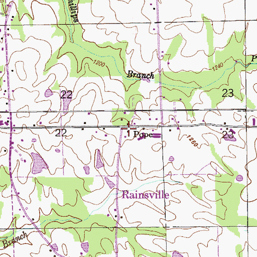 Topographic Map of Pope School (historical), AL