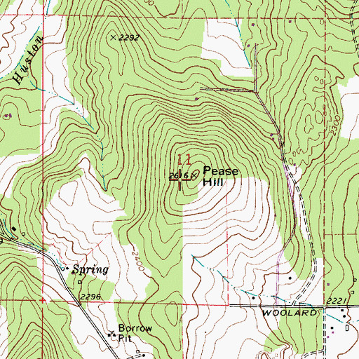 Topographic Map of Pease Hill, WA