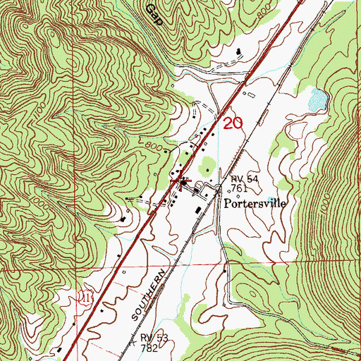 Topographic Map of Porterville Church, AL