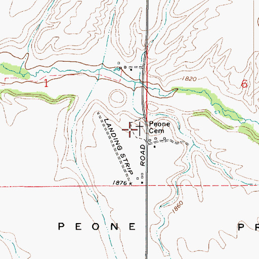 Topographic Map of Peone Cemetery, WA