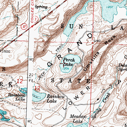 Topographic Map of Perch Lake, WA