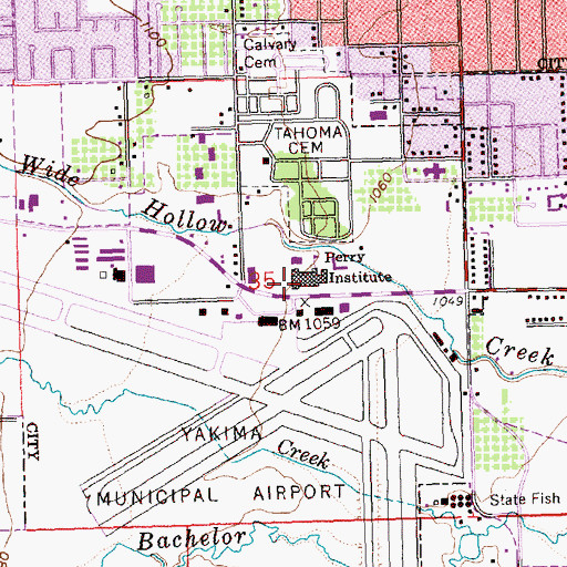 Topographic Map of Perry Technical Institute, WA