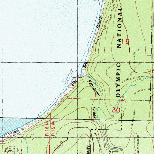 Topographic Map of Petroleum Creek, WA