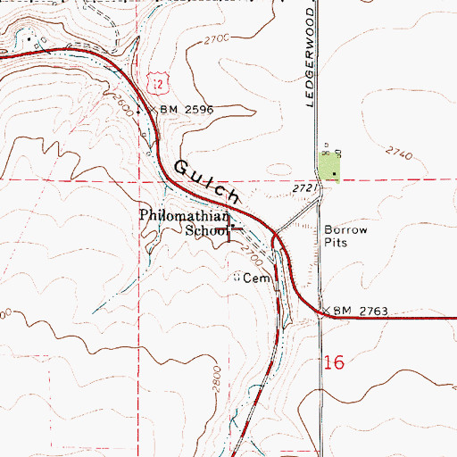 Topographic Map of Philomathian School, WA