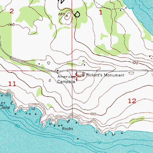 Topographic Map of Pickett's Monument, WA