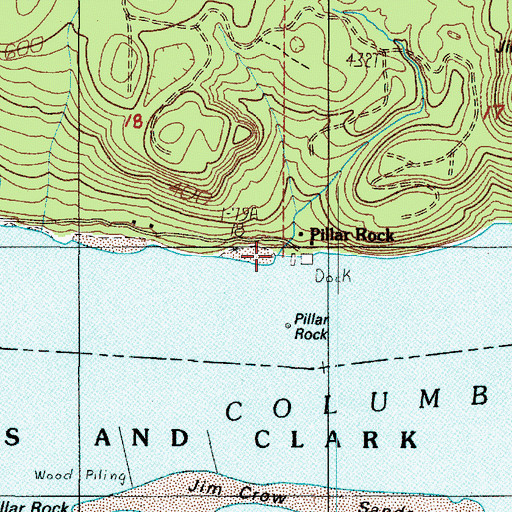 Topographic Map of Pillar Rock Cannery, WA