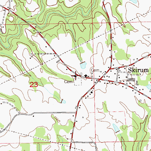 Topographic Map of Skirum Church, AL