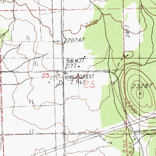 Topographic Map of Pine Forest School, WA