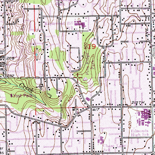 Topographic Map of Pine Ridge Park, WA