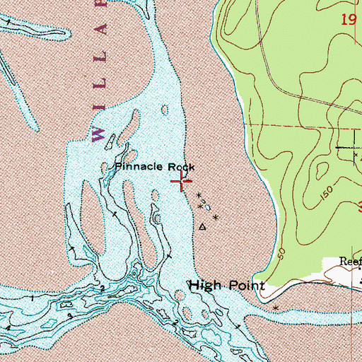 Topographic Map of Pinnacle Rock, WA