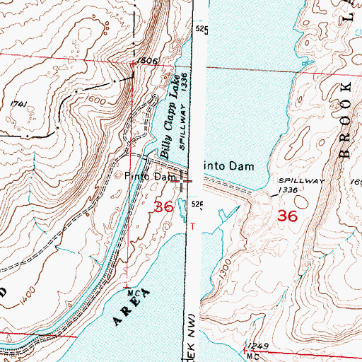 Topographic Map of Pinto Dam, WA