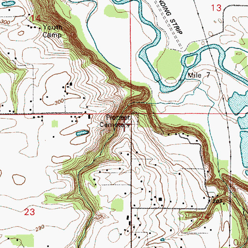 Topographic Map of Pioneer Cemetery, WA