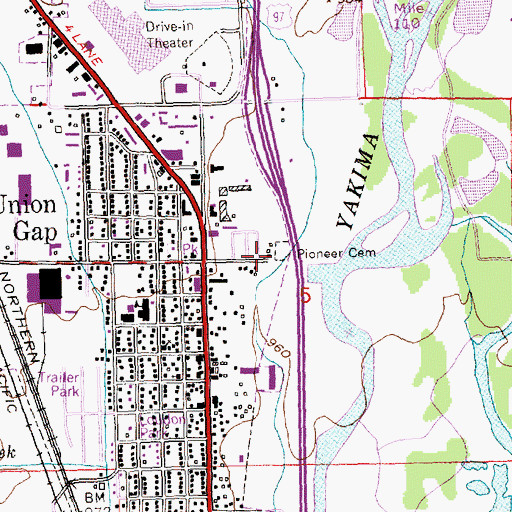 Topographic Map of Pioneer Cemetery, WA