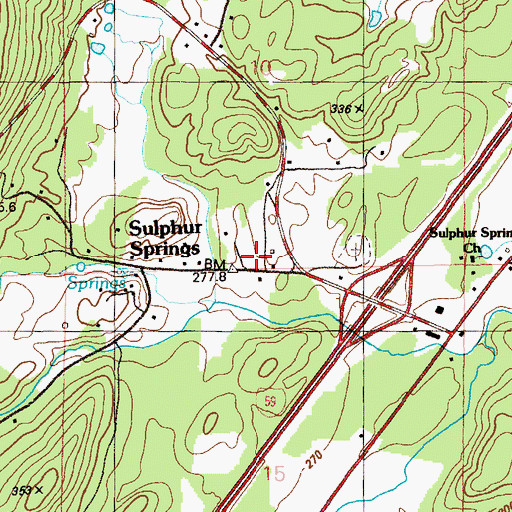 Topographic Map of Sulphur Springs Academy (historical), AL