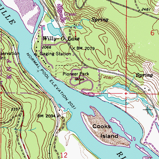 Topographic Map of Pioneer Park, WA
