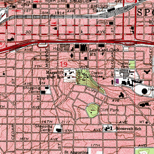 Topographic Map of Pioneer Park, WA