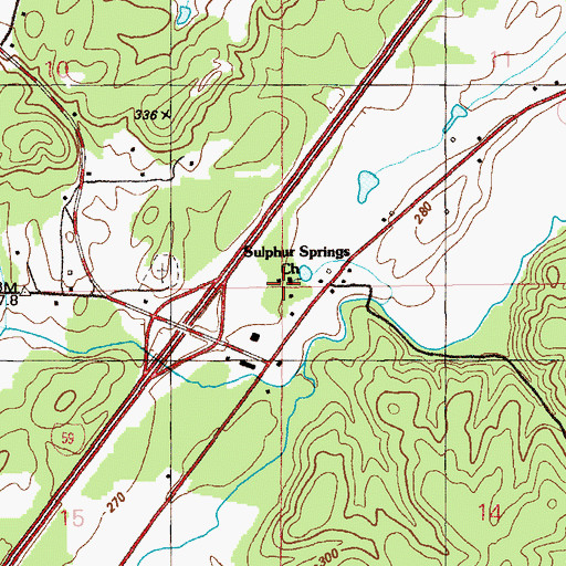 Topographic Map of Sulphur Springs Church, AL