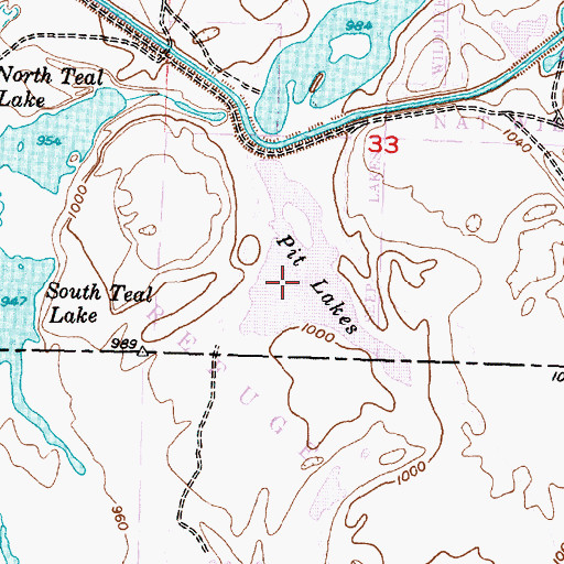 Topographic Map of Pit Lakes, WA