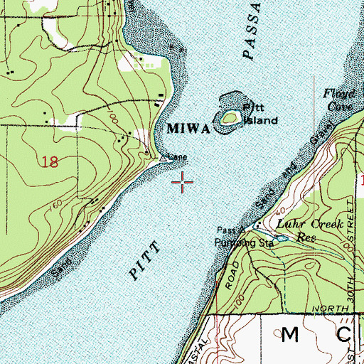 Topographic Map of Pitt Passage, WA