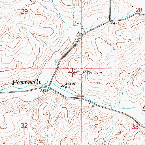 Topographic Map of Pitts Cemetery, WA