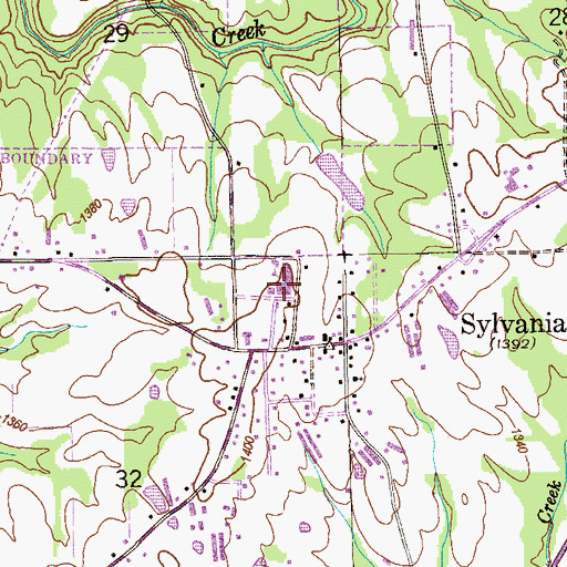 Topographic Map of Sylvania School, AL