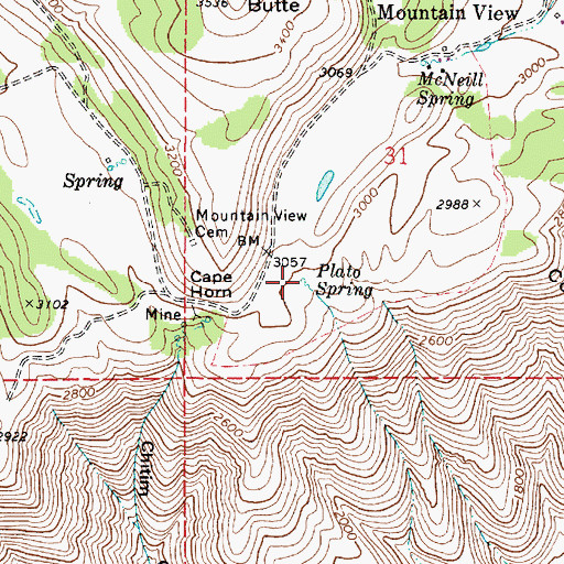 Topographic Map of Plato Spring, WA