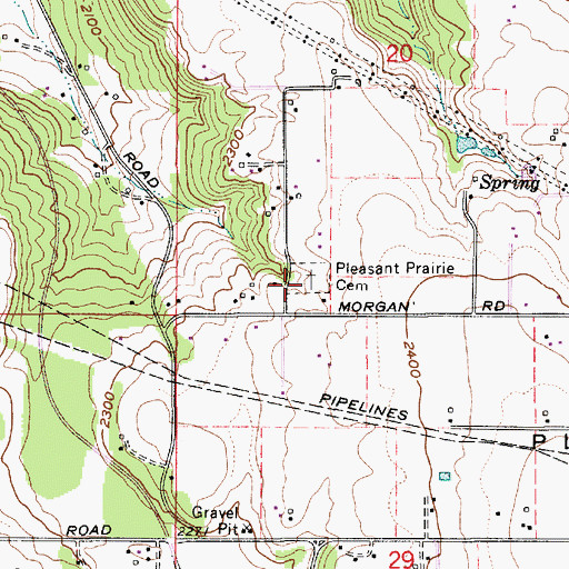 Topographic Map of Pleasant Prairie Cemetery, WA