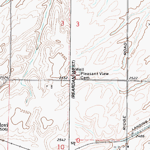 Topographic Map of Pleasant View Cemetery, WA