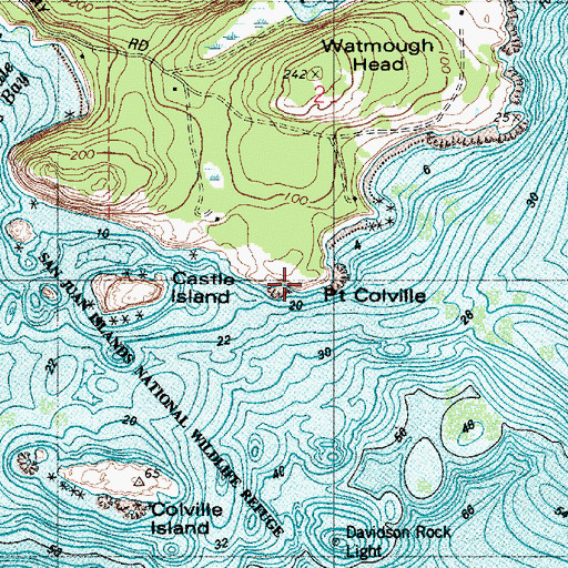 Topographic Map of Point Colville, WA