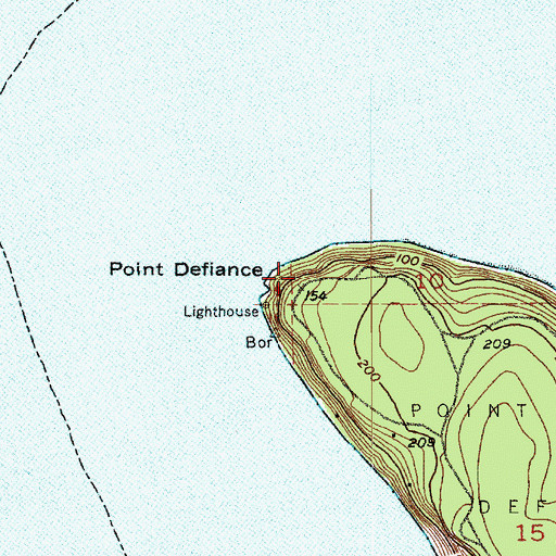 Topographic Map of Point Defiance, WA