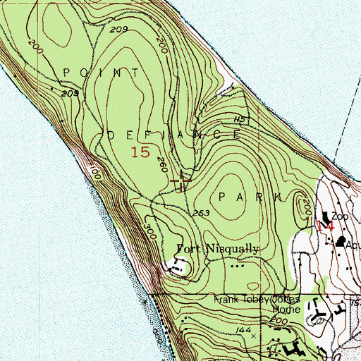 Topographic Map of Point Defiance Park, WA