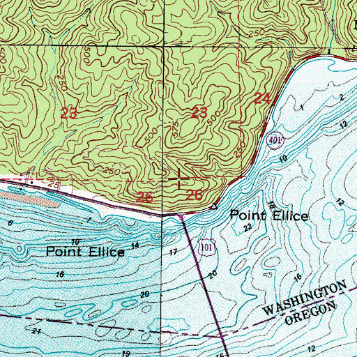 Topographic Map of Point Ellice, WA