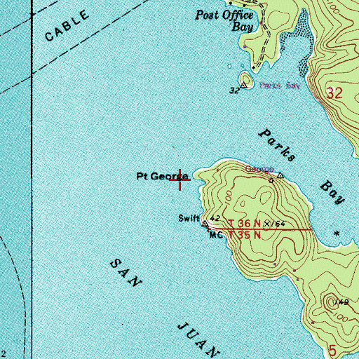 Topographic Map of Point George, WA