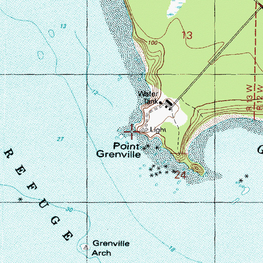 Topographic Map of Point Grenville, WA