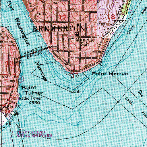 Topographic Map of Point Herron, WA