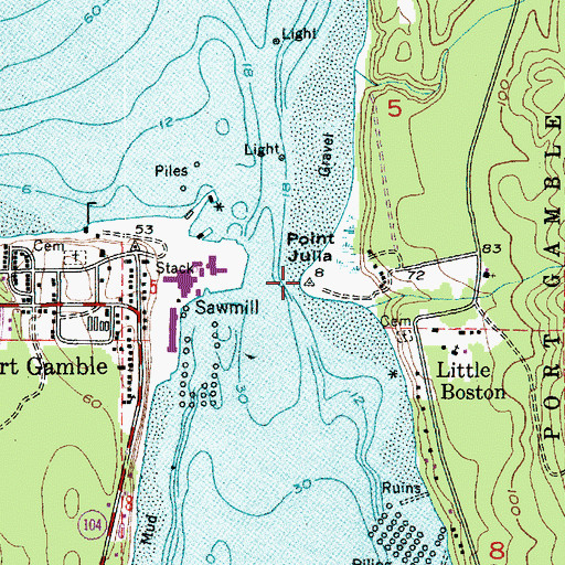 Topographic Map of Point Julia, WA