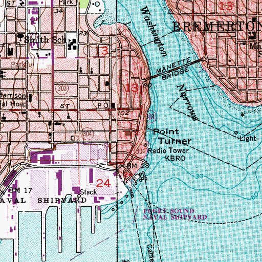 Topographic Map of Point Turner, WA