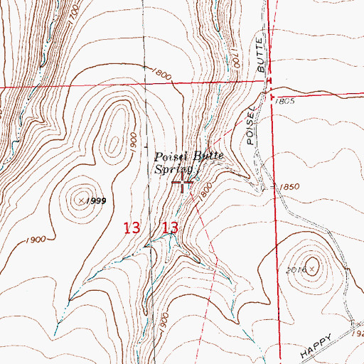Topographic Map of Poisel Butte Spring, WA