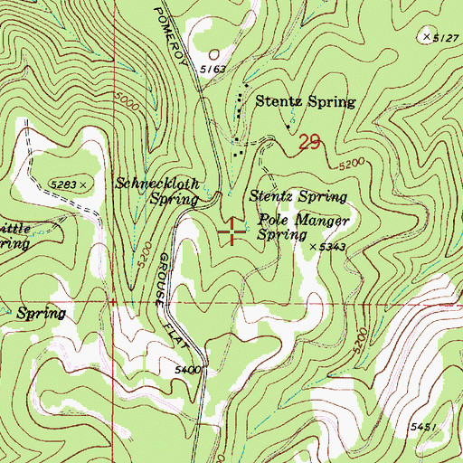 Topographic Map of Pole Manger Spring, WA