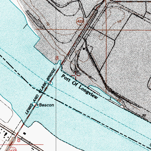 Topographic Map of Port of Longview, WA